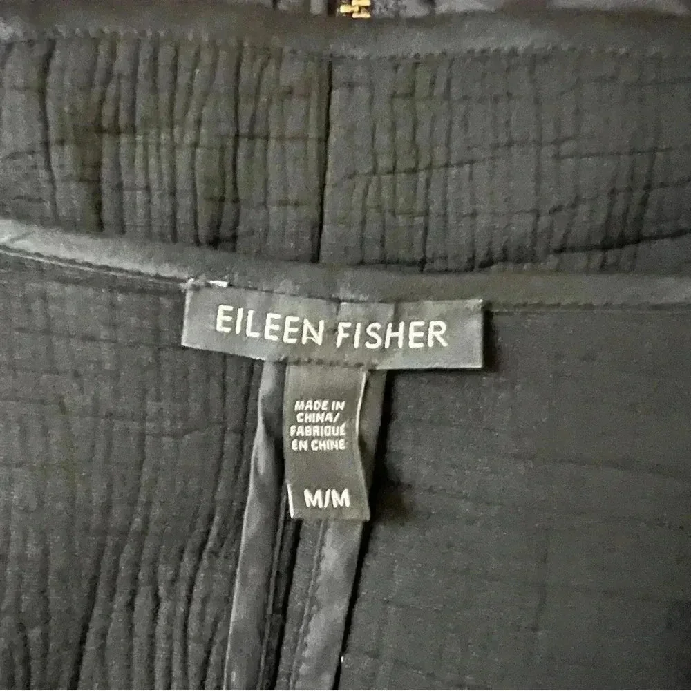 Eileen Fisher Black Textured Zip Jacket